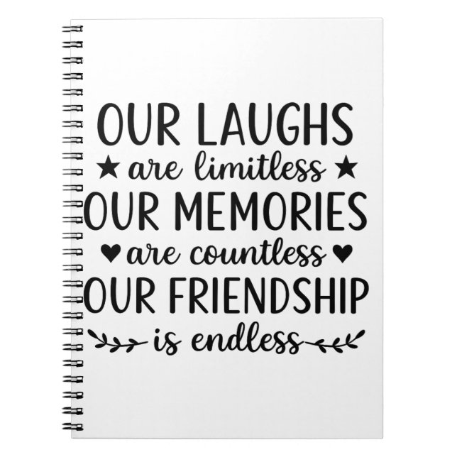 Cuaderno Nuestra risa es ilimitada cita de amistad  (Frente)