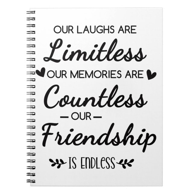 Cuaderno Nuestra risa es ilimitada Cita de amistad (Frente)