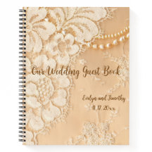 Nuestro Boda Guest Book Lace and Pearls