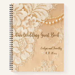 Cuaderno Nuestro Boda Guest Book Lace and Pearls