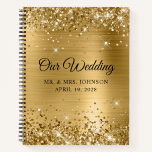 Cuaderno Nuestro Invitado de Boda con Hojas de Oro Brillant