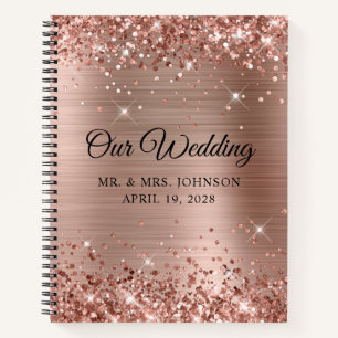 Cuaderno Nuestro Invitado de Boda de Oro Rosa Brillante