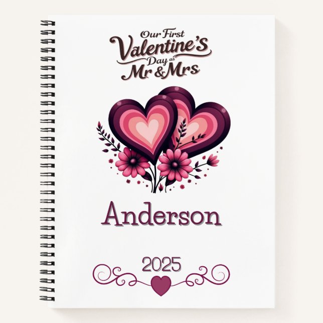 Cuaderno Nuestro Primer Día de San Valentín Sr & Sra Person (Anverso)