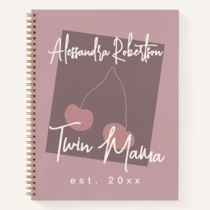 Cuaderno Nueva Mamá de Gemelos Personalizada Rosa Polvorien