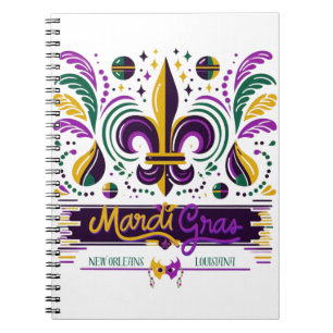 Cuaderno Nueva Orleans Mardi Gras color verde púrpura