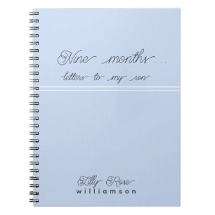 Cuaderno Nueve meses, cartas a mi hijo - azul lindo bebé