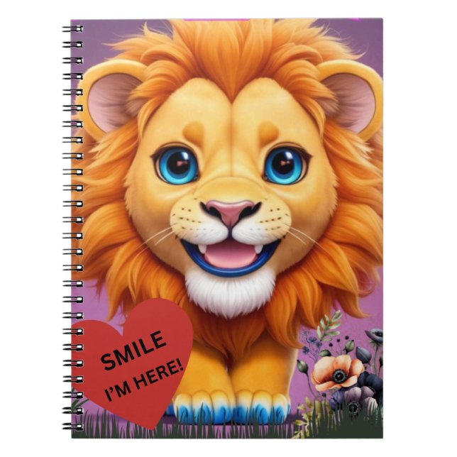 Cuaderno ¡NUEVO! Bloc de fotos de Lion Cub sonriente (Frente)