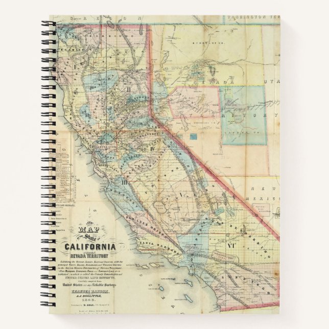 Cuaderno Nuevo mapa del estado de California (Anverso)