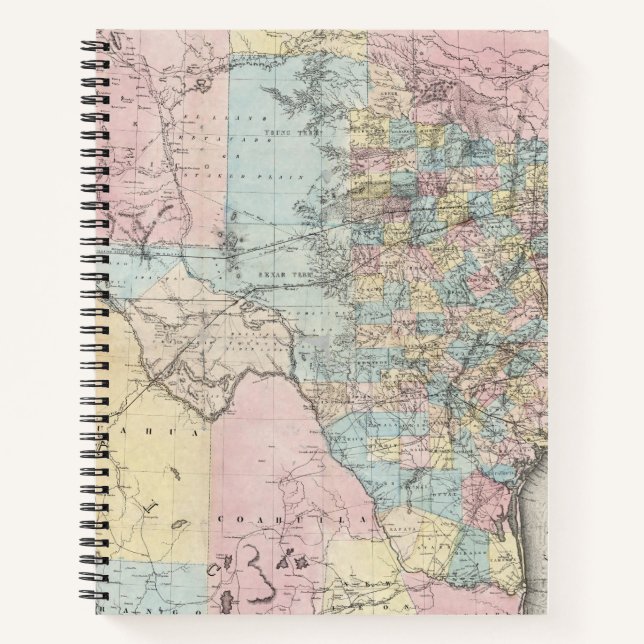 Cuaderno Nuevo mapa del estado de Texas de Richardson (Anverso)