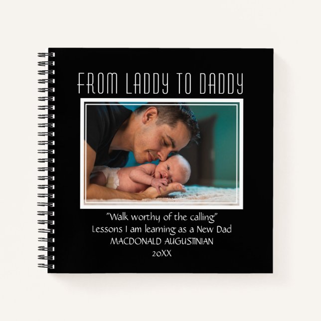 Cuaderno Nuevo papá para ser de mujer a Personalizado negro (Anverso)