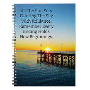 Cuaderno Nuevos Comienzos, Citas Motivacionales Sunset,