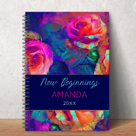 Cuaderno Nuevos comienzos flores brillantes coloridas perso