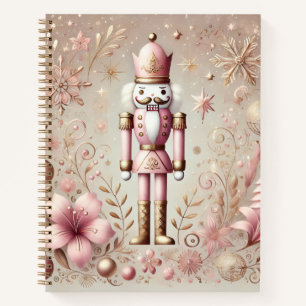 Cuaderno Nuez Elegante Rosa y Dorado Pastel