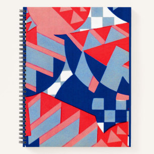 Cuaderno número 1 de impresión abstracta en rojo y azul