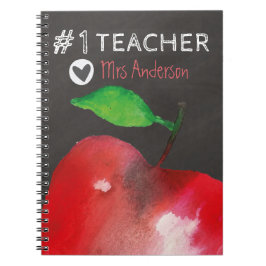 Cuaderno Número 1 Profesor | Manzana roja personalizada