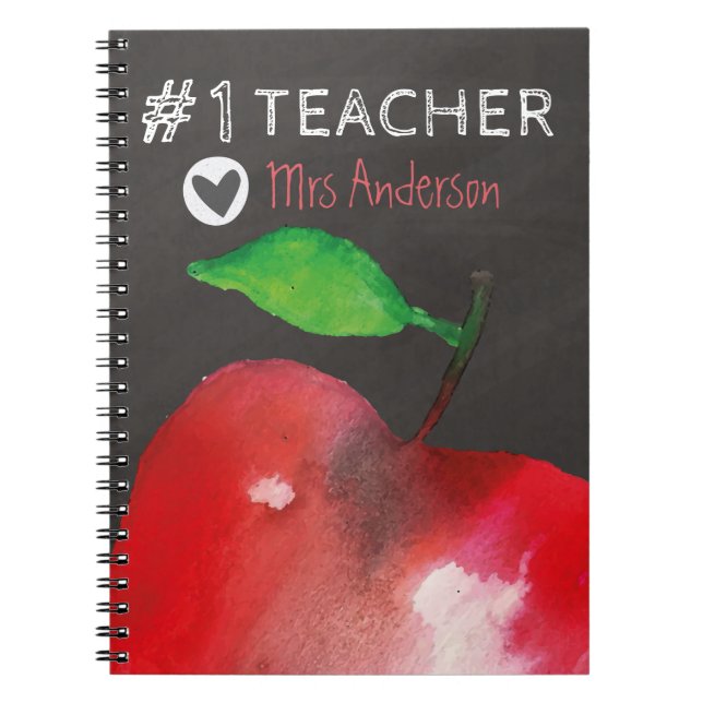 Cuaderno Número 1 Profesor | Manzana roja personalizada (Frente)