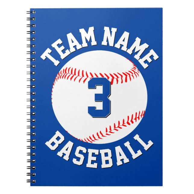 Cuaderno Número de jugador de béisbol personalizado y Depor (Frente)