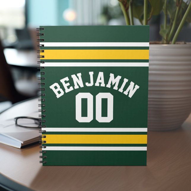 Cuaderno Número de nombre personalizado de Jersey de Sports (Personalized notebook with Sports Jersey Football Design - Custom Name and Other Text)