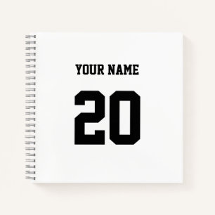 Cuaderno Número y nombre del Personalizado blanco y negro