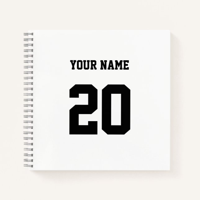 Cuaderno Número y nombre del Personalizado blanco y negro (Anverso)