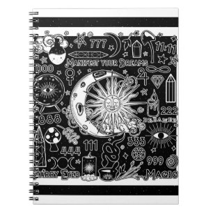 Cuaderno Numerología Afortunada Magia Manifestante Blanco y