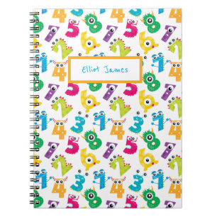 Cuaderno Números de Monstruos de Dibujos Animados Personali