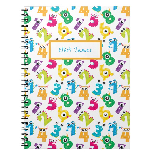 Cuaderno Números de Monstruos de Dibujos Animados Personali (Frente)
