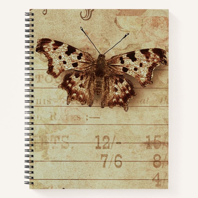Cuaderno Números de nódulos de mariposa sepia angustiados (Anverso)