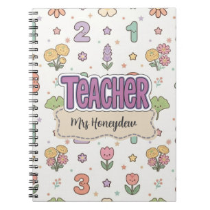 Cuaderno Números Morados Patrón de Maestra Escuela 