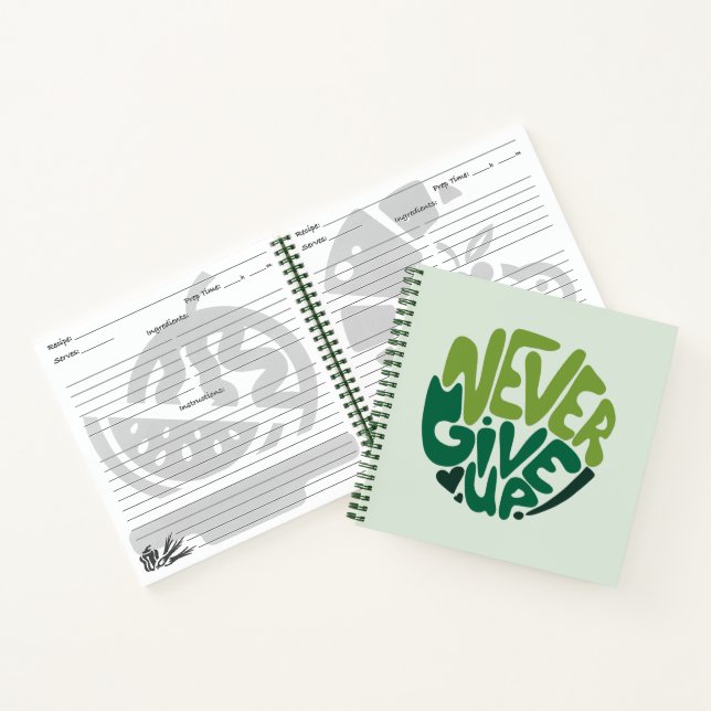 Cuaderno Nunca se rinda - Letras de mano verde positivo (Interior)