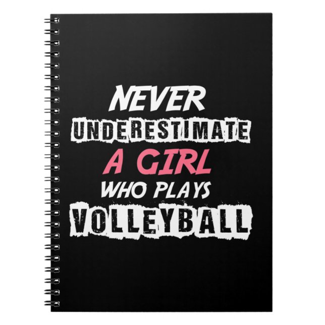 Cuaderno Nunca subestimar un voleibol Chica de voleibol (Frente)