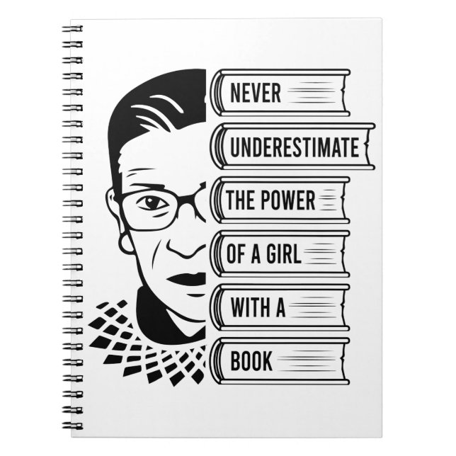 Cuaderno Nunca subestimes el poder del Chica con el libro (Frente)