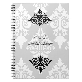 Cuaderno nupcial blanco y negro de la ducha