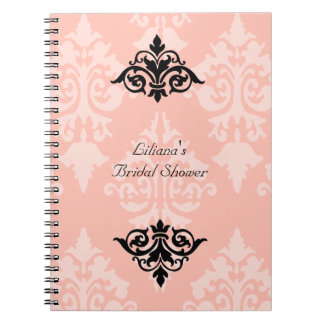Cuaderno nupcial de la ducha del negro y del rosa