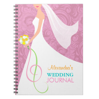 Cuaderno nupcial del diario de la boda del damasco