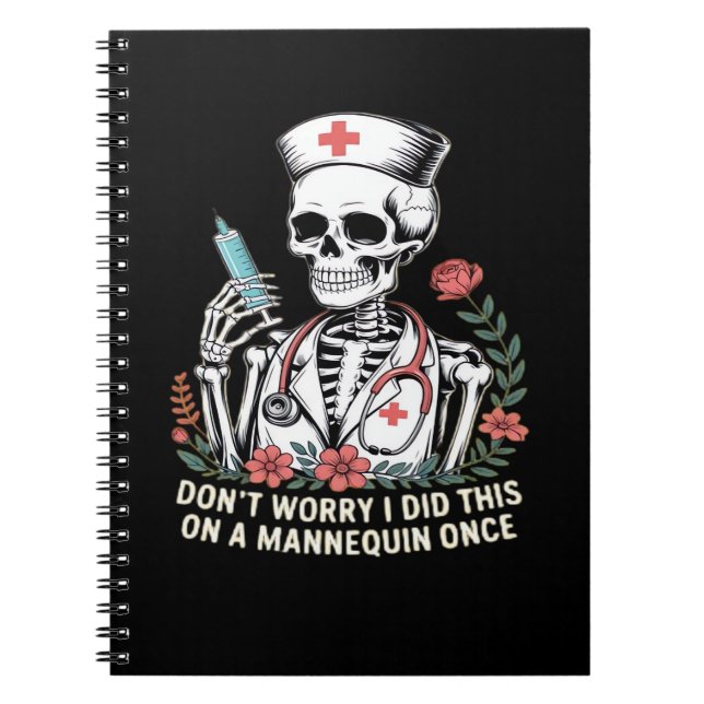Cuaderno Nurse Skeleton Joke Humor Halloween Essential T-Sh (Frente)