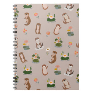 Cuaderno Nutrias y hojas de nenúfar en marrón claro