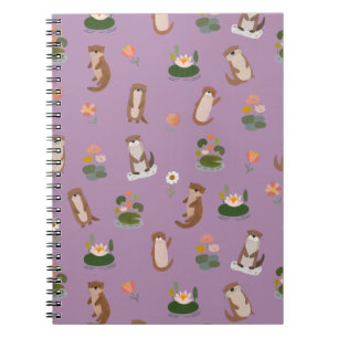 Cuaderno Nutrias y hojas de nenúfar en morado claro