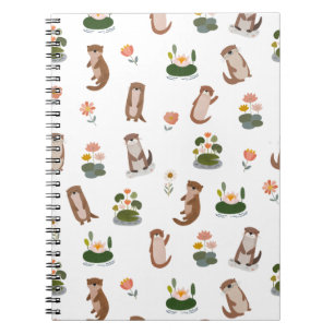 Cuaderno Nutrias y hojas de nenúfar sobre blanco
