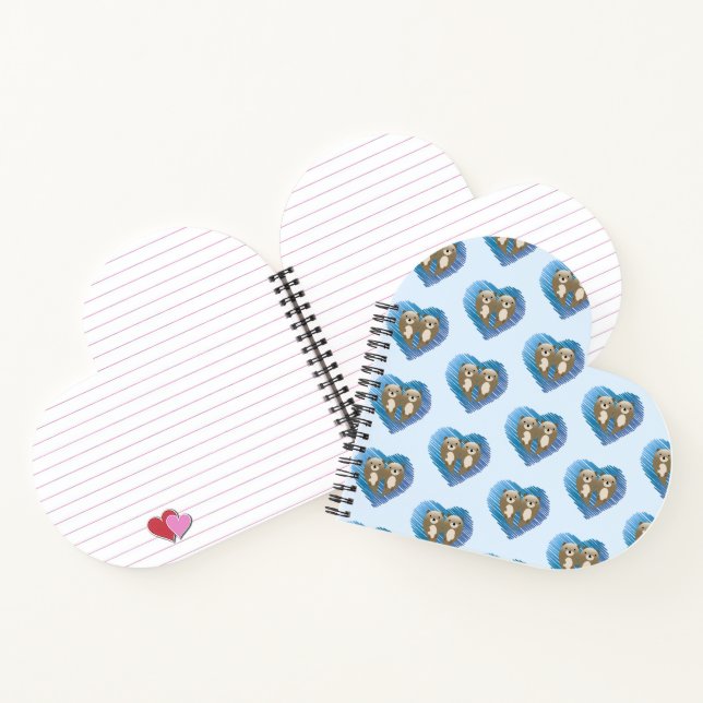 Cuaderno Nutrición y fondo del corazón azul (Interior)