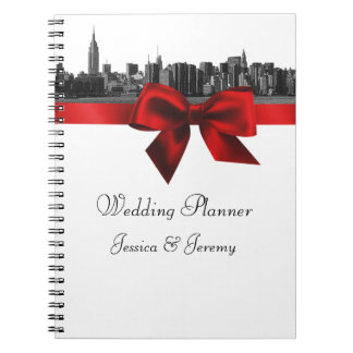 Cuaderno NYC Línea ancha Etched BW Dk Red Planner Notebook