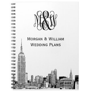 Cuaderno NYC Skyline Etched 01 Vine Script Monograma