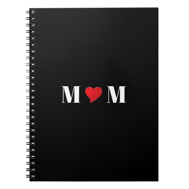 Cuaderno o diario rojo de corazón de mamá con amor (Frente)