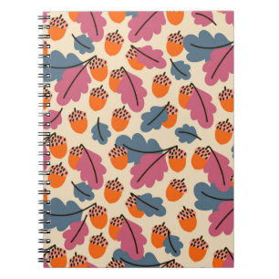 Cuaderno Oak otoñal: Patrón de hojas y maíz
