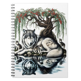 Cuaderno Oasis familiar de Lobo Serene en naturaleza ídílic