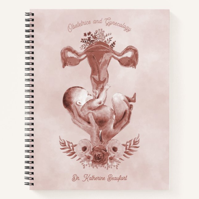 Cuaderno Ob/Gyn Partera Parto Floral Nacimiento Cervix Ovar (Anverso)