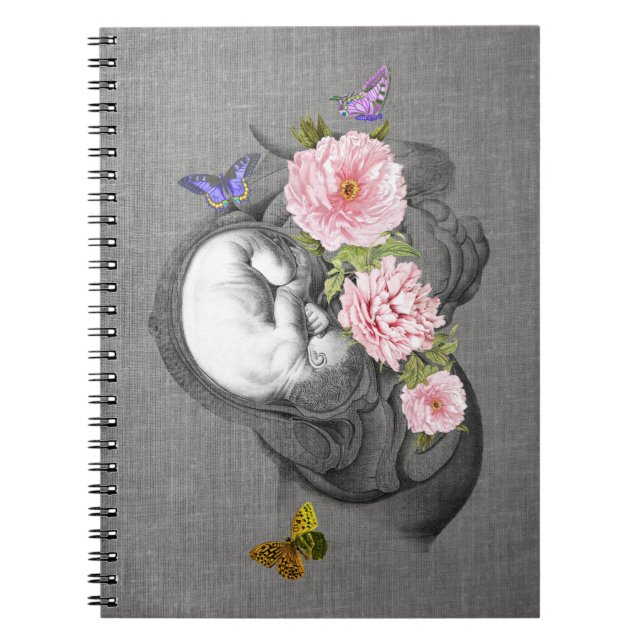 Cuaderno OBGYN Anatomía Arte Floral Beber Diseño 2 (Frente)