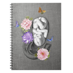 Cuaderno OBGYN Anatomía Arte Floral útero Diseño del bebé 1
