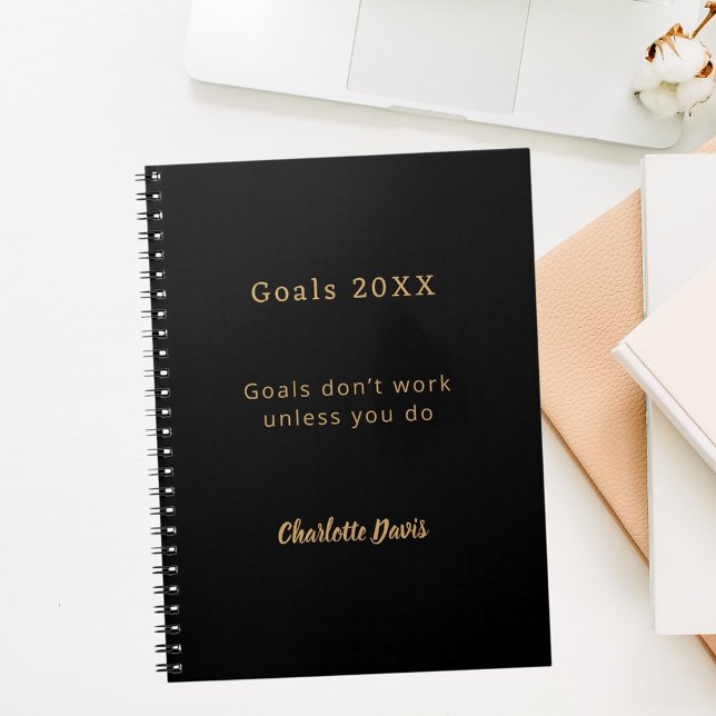 Cuaderno Objetivos de citas motivacionales del oro negro (Subido por el creador)