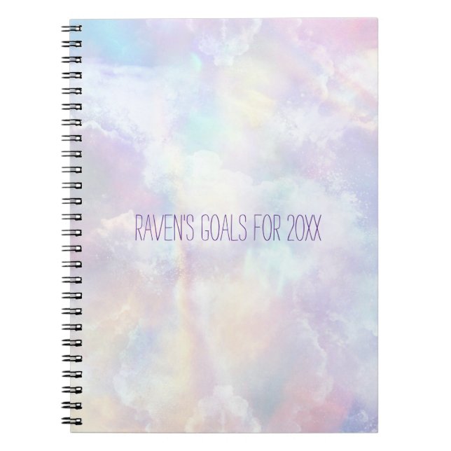 Cuaderno Objetivos del Boho Rainbow Clouds (Frente)